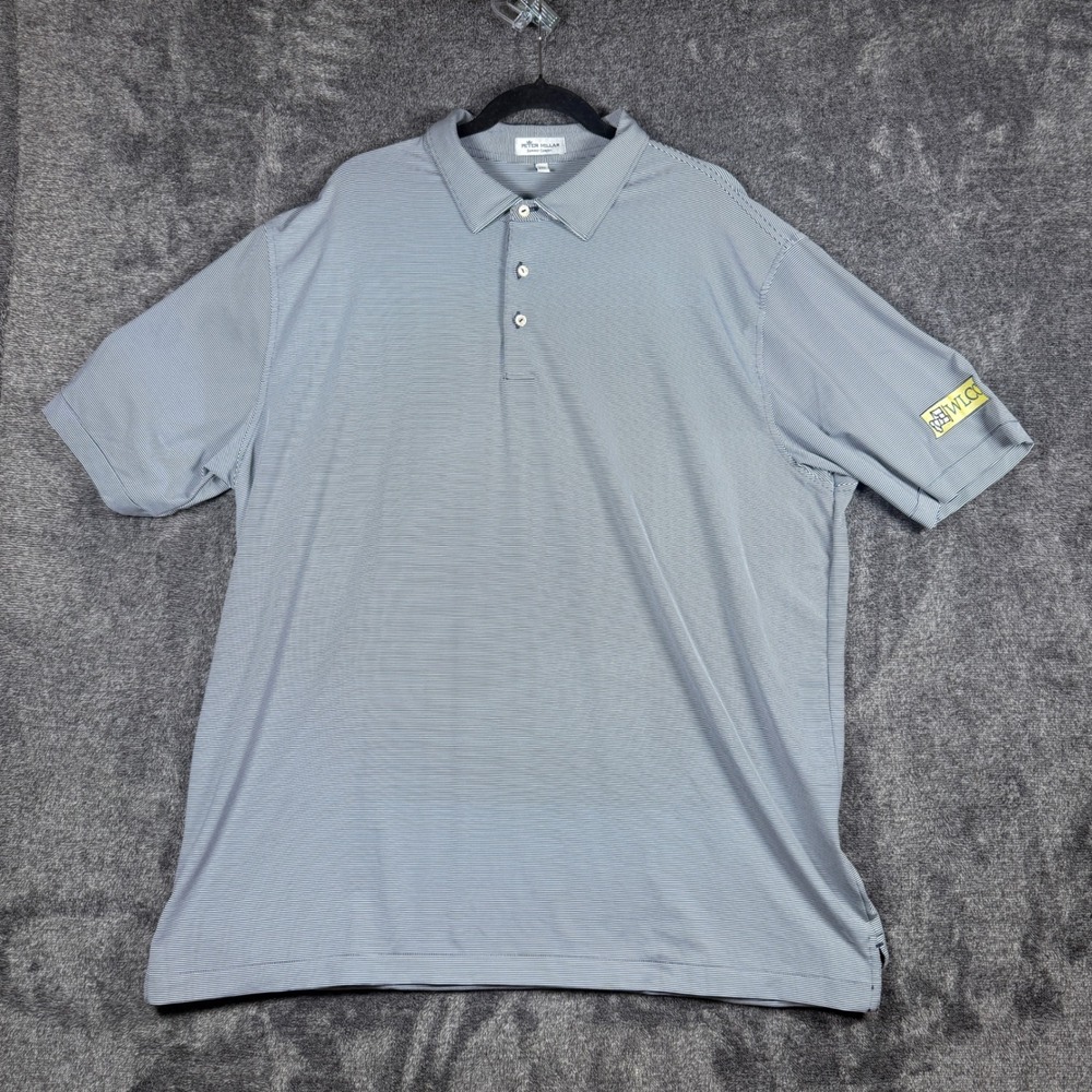 Peter Millar Summer Comfort Polo Shirt Mens XXL Blue White Stripe WLCC Golf